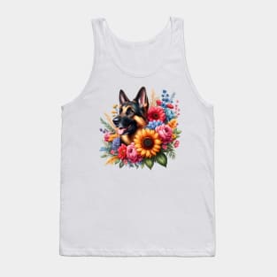 A German shepherd decorated with beautiful colorful flowers. Tank Top